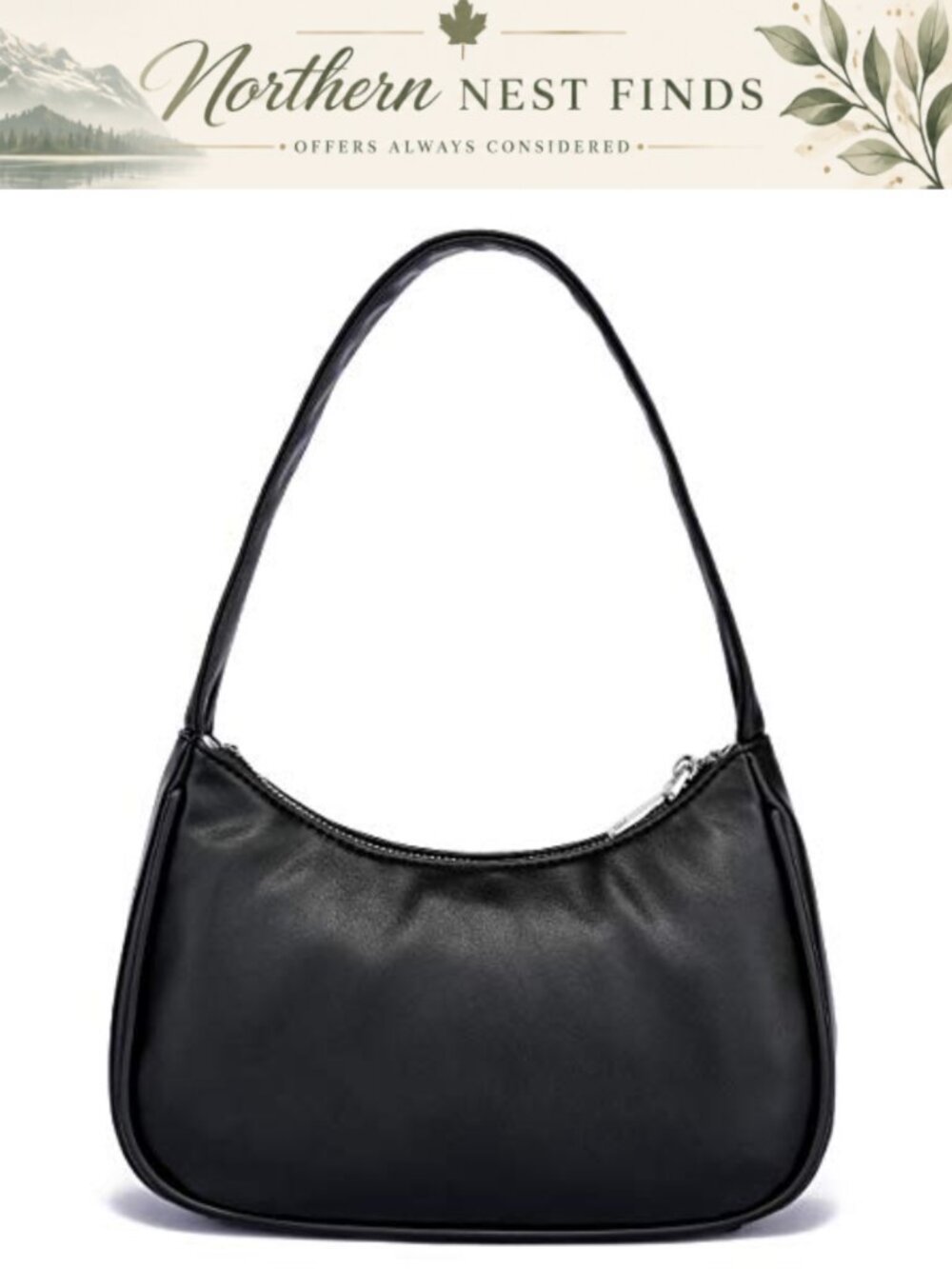 Y2K PU Leather Shoulder Bag Hobo Purse 90s Style Vegan Leather Clutch